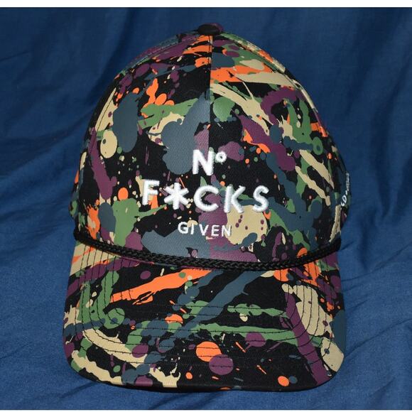 NO F*CKS GIVEN Field Grade Hat Snapback Baseball Cap Paint Splatter - Picture 3 of 8